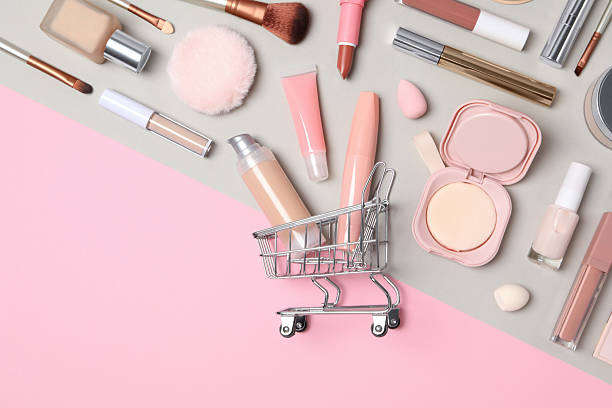 istock Concept of female accessories, different cosmetics, space for text 2249256145