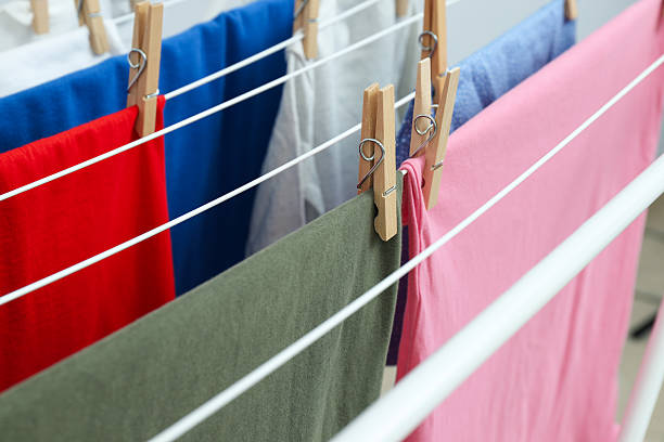 Clothes are dried on the dryer after washing