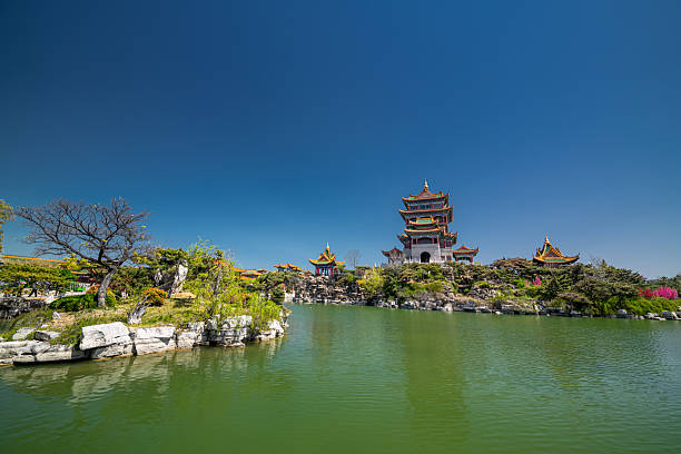 Chinese style pavilion architecture in Shouxi Park, Putian, Fujian, China