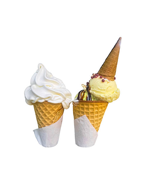 istock Two Ice Cream Cones With Vanilla And Chocolate Isolated On White 2249266992