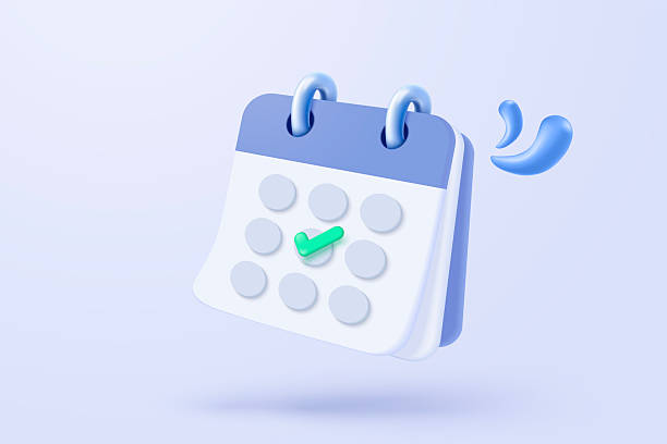 istock 3d calendar date and time for reminder day with notice alert. Calendar clock for schedule appointment and marked notifications alert concept. 3d date reminder icon vector render illustration 2249271748