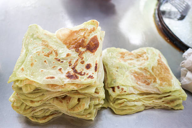istock A stack of golden roti paratha flatbreads showing flaky, layered texture and authentic Southeast Asian street food appeal. 2249273051