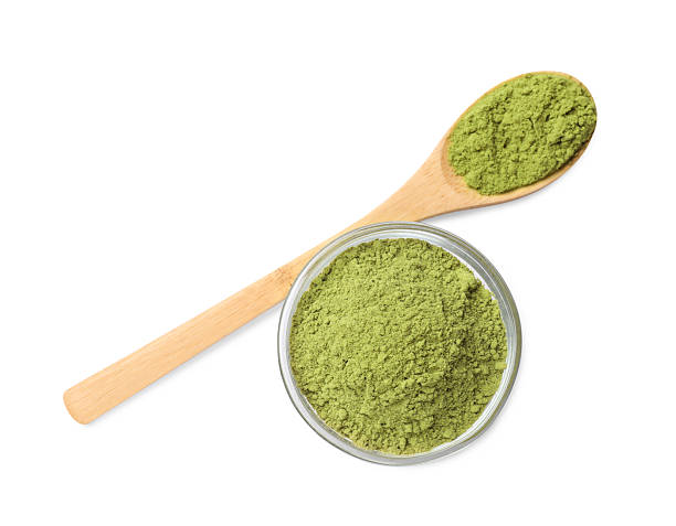 istock Henna powder in bowl and spoon isolated on white, top view 2249273867