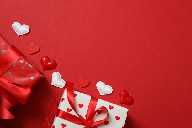 istock Valentine's Day card with hearts, on a red background. 2249278620