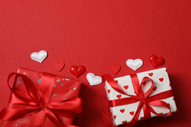 istock Valentine's Day card with hearts, on a red background. 2249278622