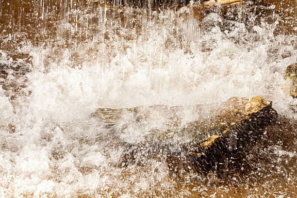 Waterfall close up with water splash and foam in a natural environment fast moving liquid kristal clear. High quality photo