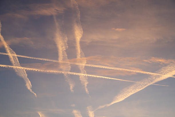 istock colorful evening sky, tranquil evening scene with pastel colors and intersecting airplane vapor paths 2249282834