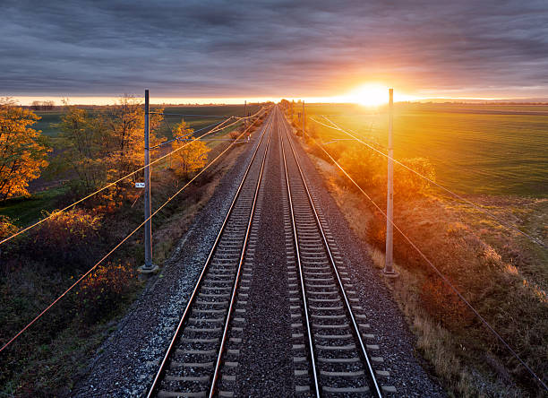 istock View of railroad tracks during sunset 2249283224