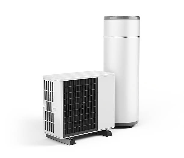 istock Heat pump and tank isolated on white - 3d rendering 2249291343