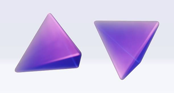 istock 3d iridescent hologram triangle, pyramid. Render geometry figure in purple, pink, blue colors. Vector illustration isolated on white for design projects, product display, presentation, adv 2249303220