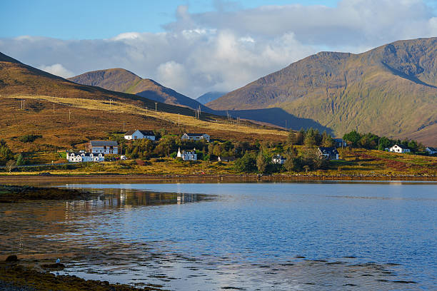 istock Scottish village nestled by a loch and mountains 2249309791