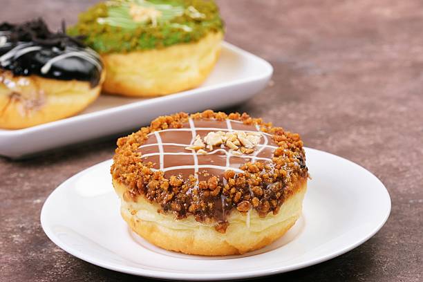 Single Donut on White Plate