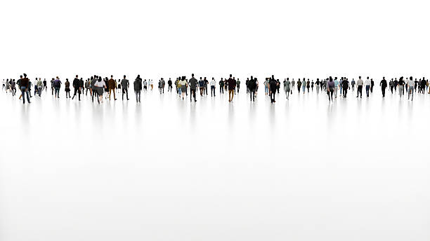 istock Large group of people walking away on a white background 2249319424
