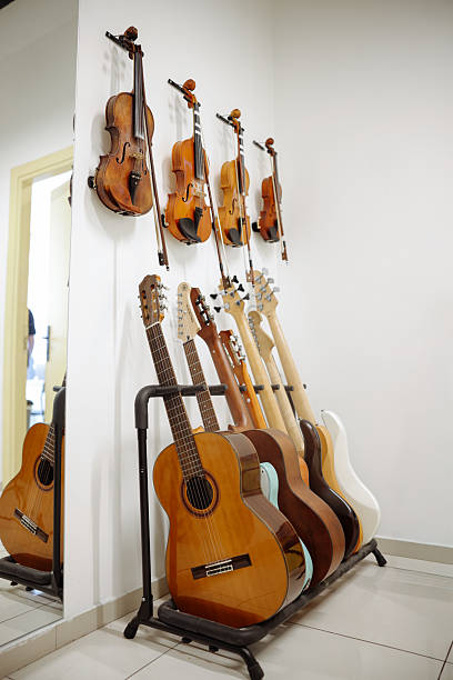 istock Musical instruments on display at a music store 2249320798