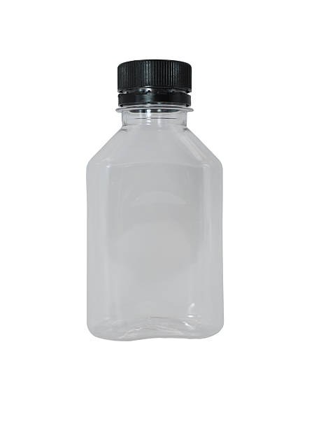 istock Blank Transparent PET Bottle with Flat Sides and Black Screw Cap. Product packaging template cut out. 2249329958