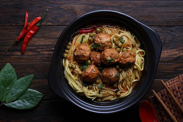 Pork and Beef Meatballs with Rice Noodles