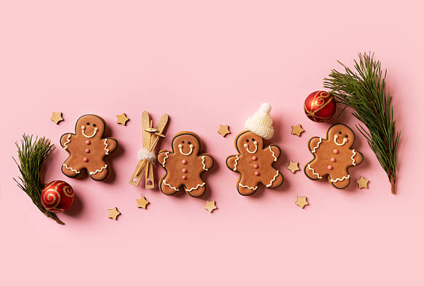 istock Funny gingerbread cookies with christmas decor and fir 2249331307