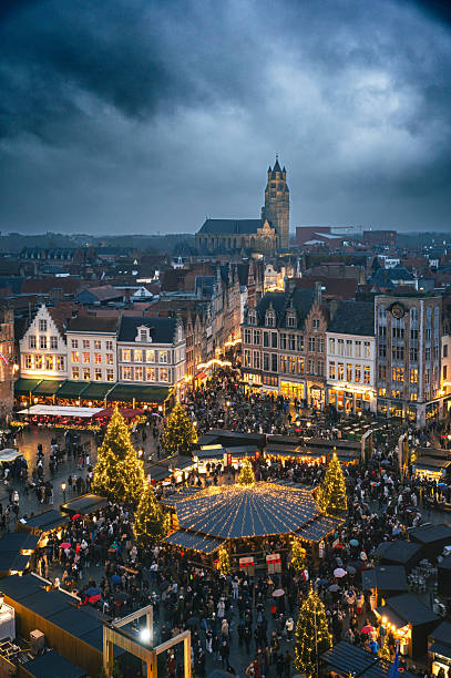istock Christmas market decorated and illuminated in Bruges, Belgium. 2249334896
