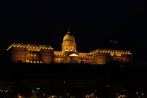 Budapest, Hungary - February 22nd 2025: Buda Castle is located on high ground at Buda side of Danube river. This monumental building is one of the most famous landmarks of Budapest city