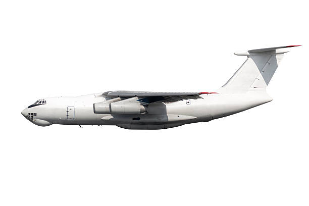 Big freight airplane fly isolated on white background