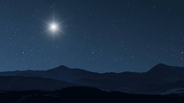 istock night Christmas panorama with a star in the sky 2249342231