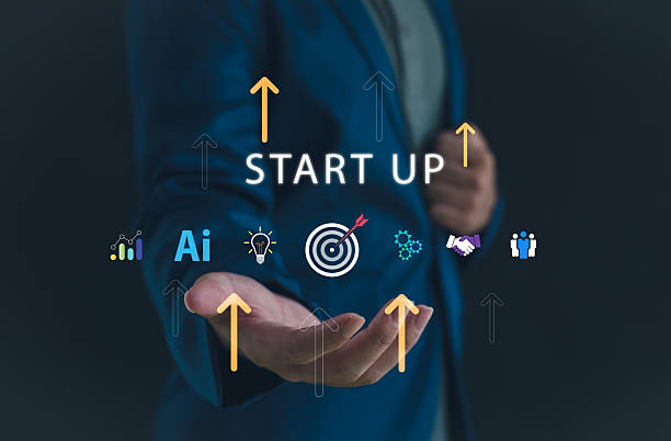 istock professional startup concept featuring a person presenting digital icons for AI, innovation, teamwork, analytics, business growth, ideal for technology, entrepreneurship, strategic planning visuals. 2249342589