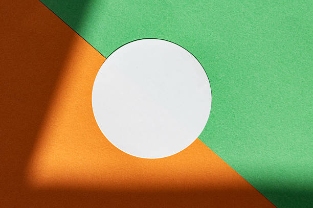 istock Geometric abstract composition with green, orange, and white circle 2249343865