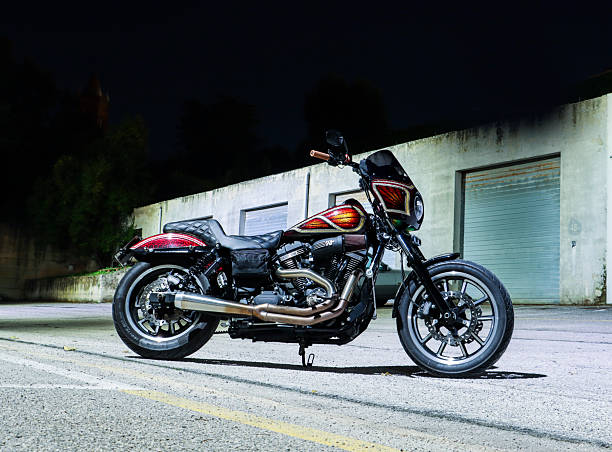 Ancona -  November 30, 2025: Harley Davidson Dyna Low Rider model s photographed at night (Marche, Italy)
