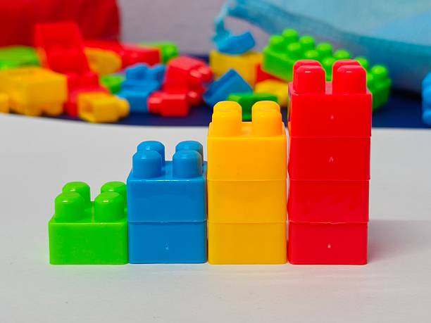 istock Colorful Building Blocks : Educational and Creative Toy Bricks for Kids and Montessori Learning. Plastic building blocks isolated on white background 2249361680