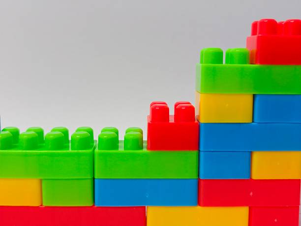 istock Colorful Building Blocks : Educational and Creative Toy Bricks for Kids and Montessori Learning. Plastic building blocks isolated on white background 2249362832