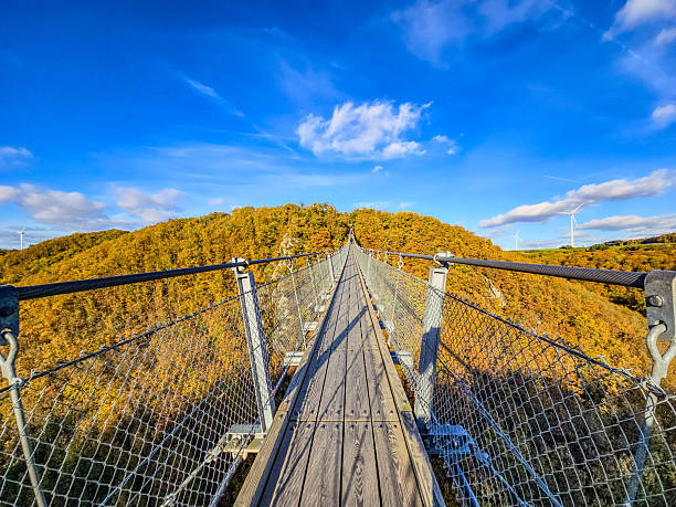 istock Autumn Sunset over the Suspension Bridge 2249364858