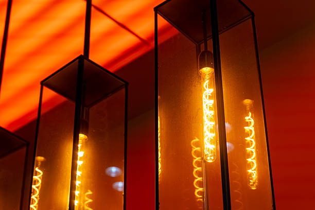 istock Illuminating warm tones create a cozy atmosphere in a stylish modern space with unique light fixtures 2249365181