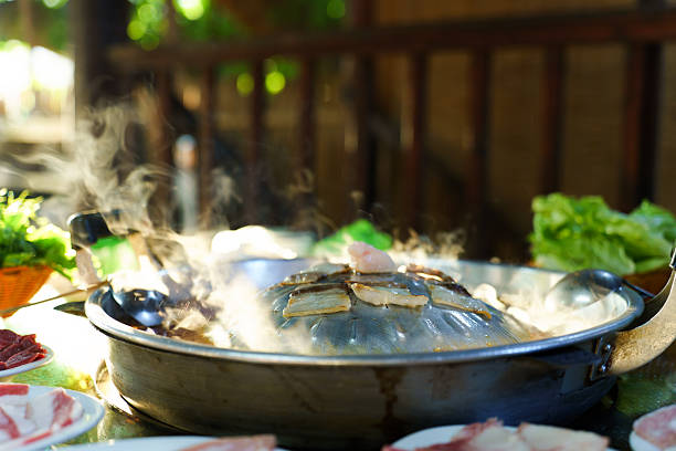 Southeast Asian hot pot ingredients: vegetables and meat