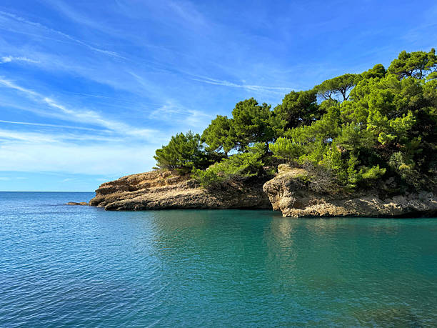 istock Sea, rocks and blue sky. 2249371356