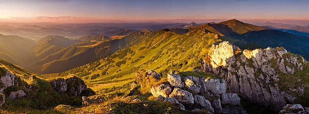 istock Rugged mountain ridge bathed in golden light. 2249372728
