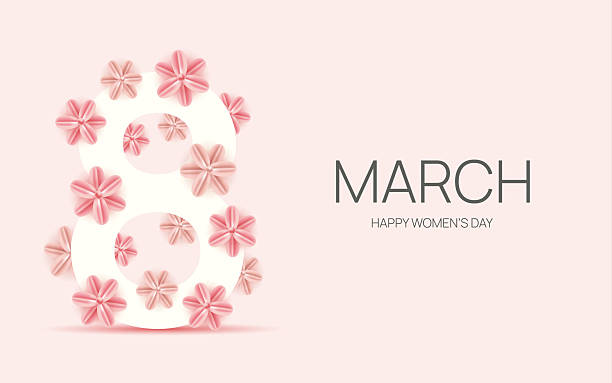 istock March 8. Women's Day. Background with number 8 and flowers. Greeting card, poster, invitation. 2249374663