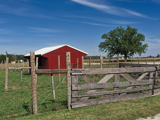Livestock barn and pen at working farm in northwest Ohio. At the Historic Carter farm in Bowling Green Ohio.