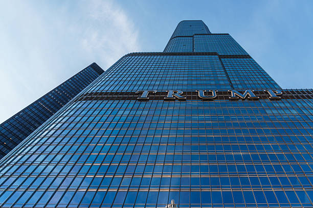 Chicago, USA - April 13, 2025: Trump International Hotel and Tower in Chicago showing modern skyscraper architecture