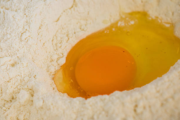 istock Raw Egg in Flour Well for Baking Preparation, Top View 2249389804