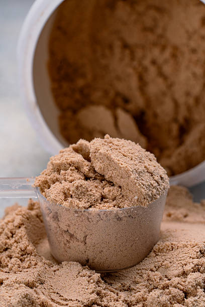 istock Chocolate whey protein. Supportive nutrition for muscle building 2249404719