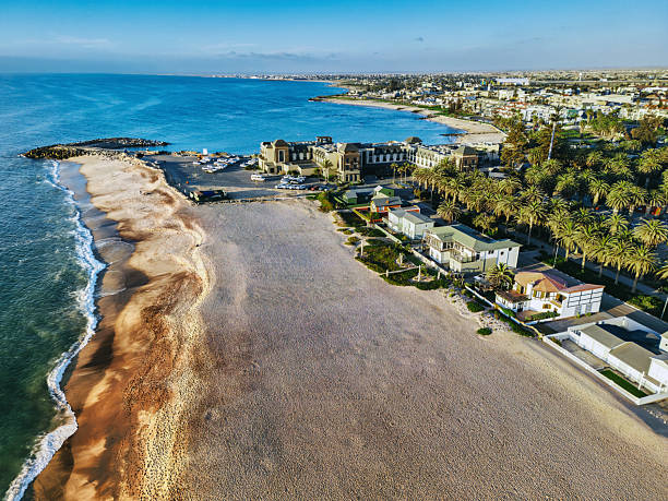 drone view on beach of Swakopmund