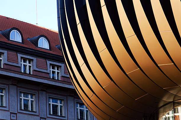 Masarycka MSD Masaryk Station Development office and retail building by Zaha Hadid Architects with golden facade on November 19, 2025 in Prague, Czech Republic.