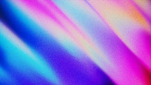 istock Futuristic iridescent grainy neon gradient with diagonal light beams in vivid cool and warm hues created from thousands of individual dots. Dynamic neon grainy surface for digital art visuals. Vector 2249414735