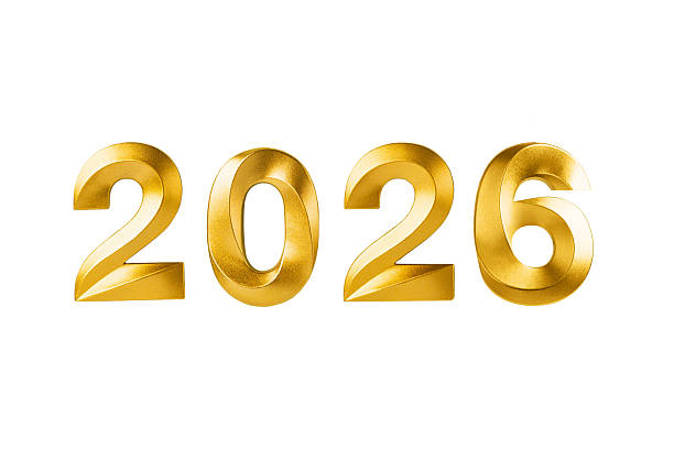 istock Golden numbers forming 2026 isolated on white background 2249421234