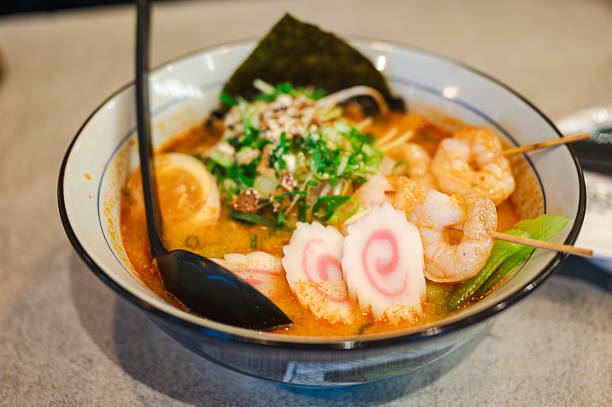 istock Japanese ramen soup with shrimps, egg, chives and sprout 2249429528