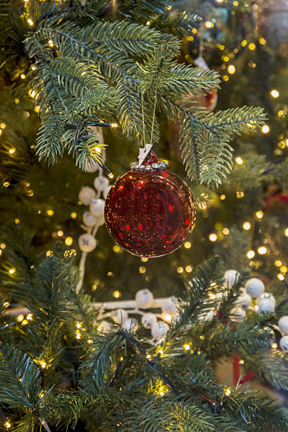 istock A red Christmas tree ball against a background 2249435470