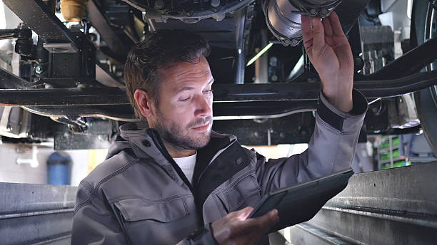 istock Mechanic Using Tablet for Car Diagnostics in Auto Repair Shop 2249447470