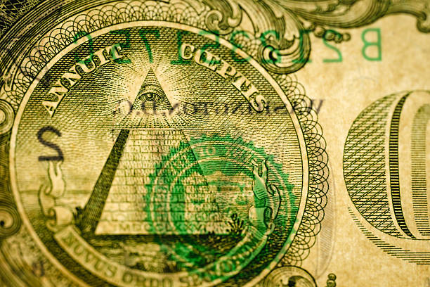 istock Macro detail of pyramid emblem on currency 2249448070