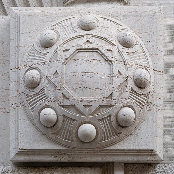 Belle Epoque decorative, intertwined motif carved in Veronese marble. Verona, Veneto, Italy