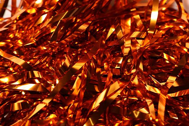 istock Shiny golden tinsel as background, closeup view 2249454541